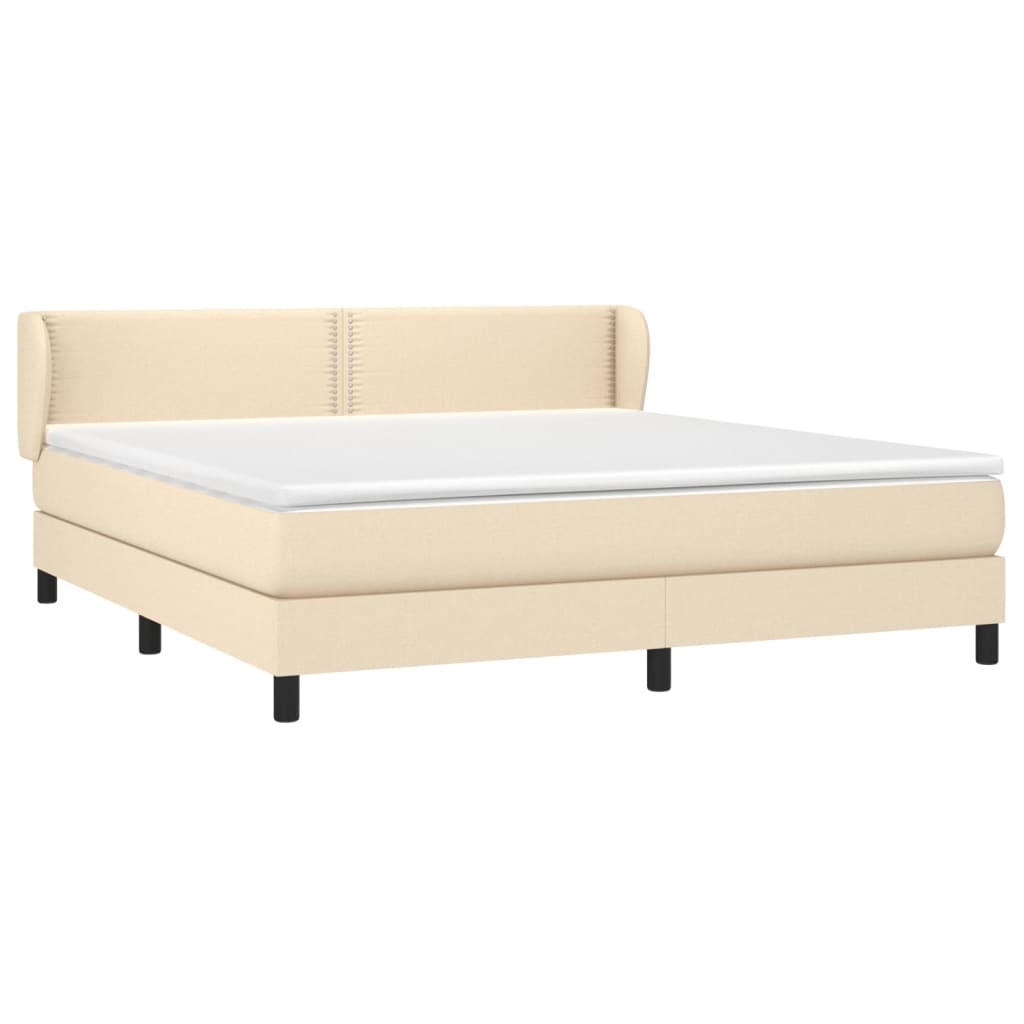 vidaXL Κρεβάτι Boxspring με Στρώμα Κρεμ 180x200 εκ. Υφασμάτινο