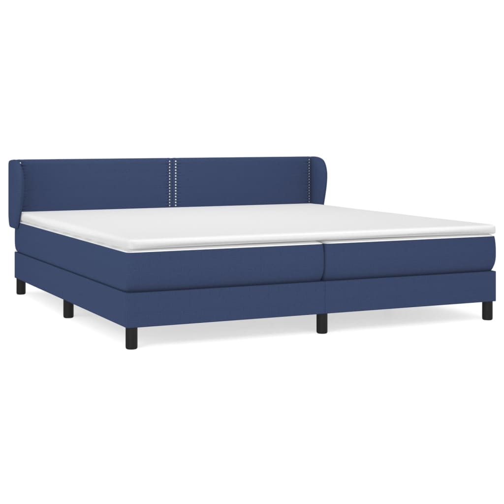 vidaXL Κρεβάτι Boxspring με Στρώμα Μπλε 200x200 εκ. Υφασμάτινο