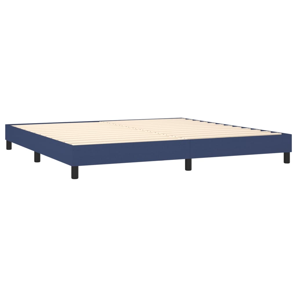 vidaXL Κρεβάτι Boxspring με Στρώμα Μπλε 200x200 εκ. Υφασμάτινο