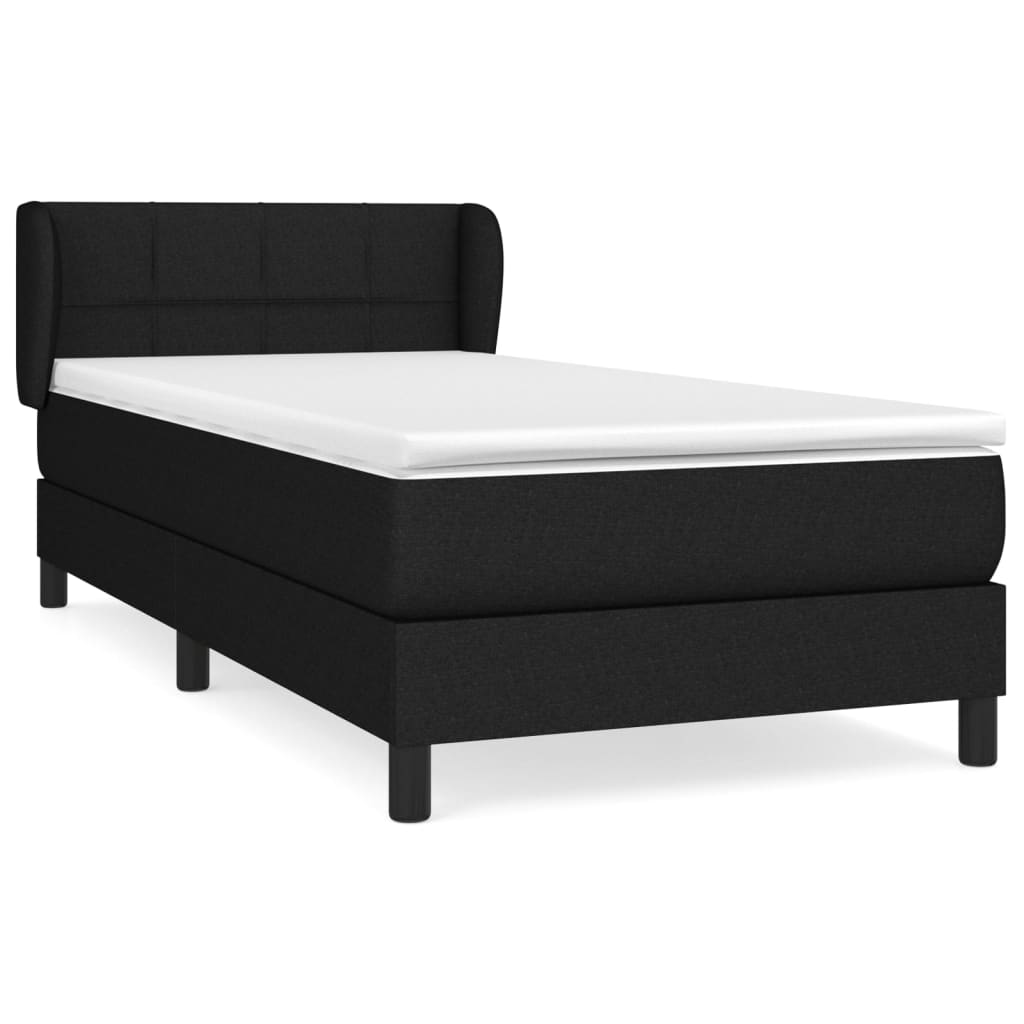vidaXL Κρεβάτι Boxspring με Στρώμα Μαύρο 80 x 200 εκ. Υφασμάτινο