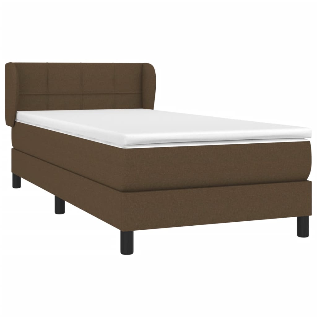 vidaXL Κρεβάτι Boxspring με Στρώμα Σκούρο Καφέ 100x200 εκ. Υφασμάτινο