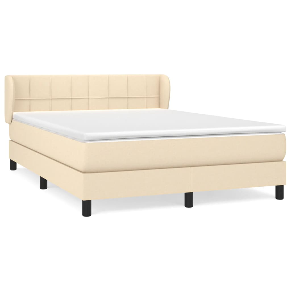 vidaXL Κρεβάτι Boxspring με Στρώμα Κρεμ 140x190 εκ. Υφασμάτινο