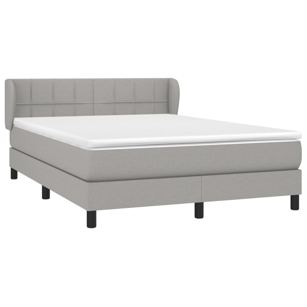 vidaXL Κρεβάτι Boxspring με Στρώμα Ανοιχτό Γκρι 140x200 εκ. Υφασμάτινο
