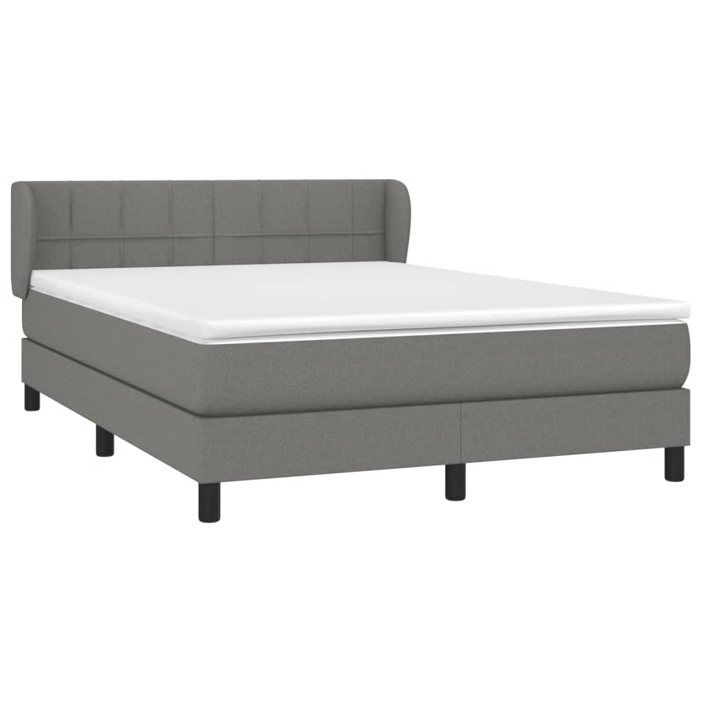 vidaXL Κρεβάτι Boxspring με Στρώμα Σκούρο Γκρι 140x200 εκ Υφασμάτινο