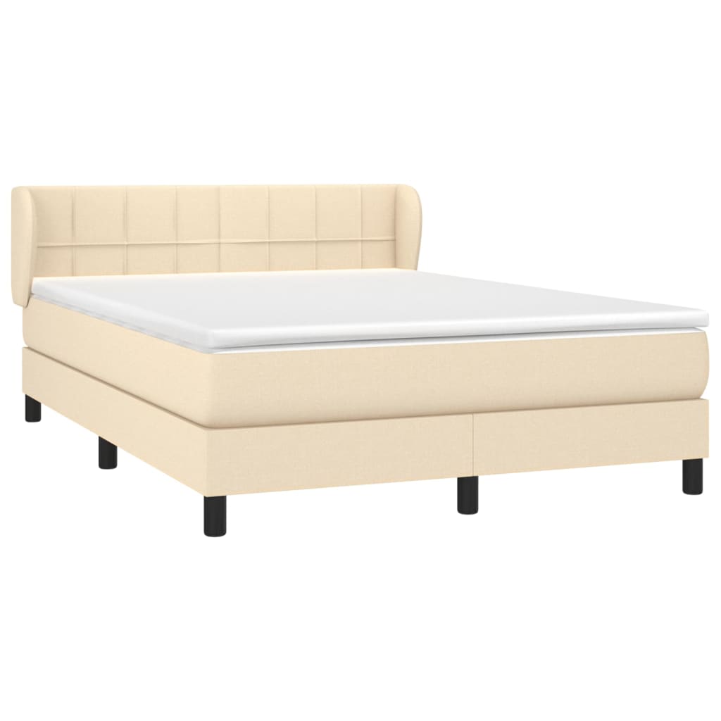 vidaXL Κρεβάτι Boxspring με Στρώμα Κρεμ 140x200 εκ. Υφασμάτινο