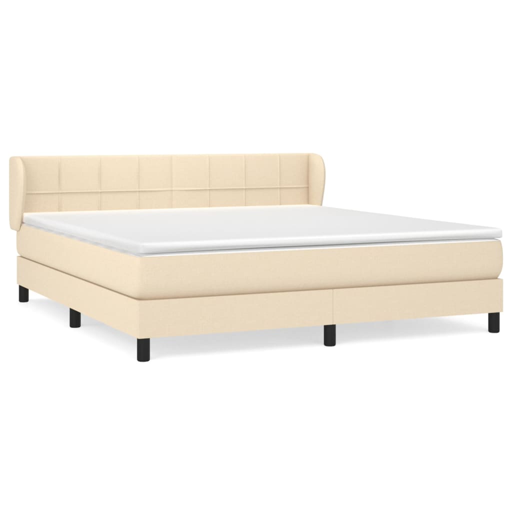 vidaXL Κρεβάτι Boxspring με Στρώμα Κρεμ 160x200 εκ. Υφασμάτινο