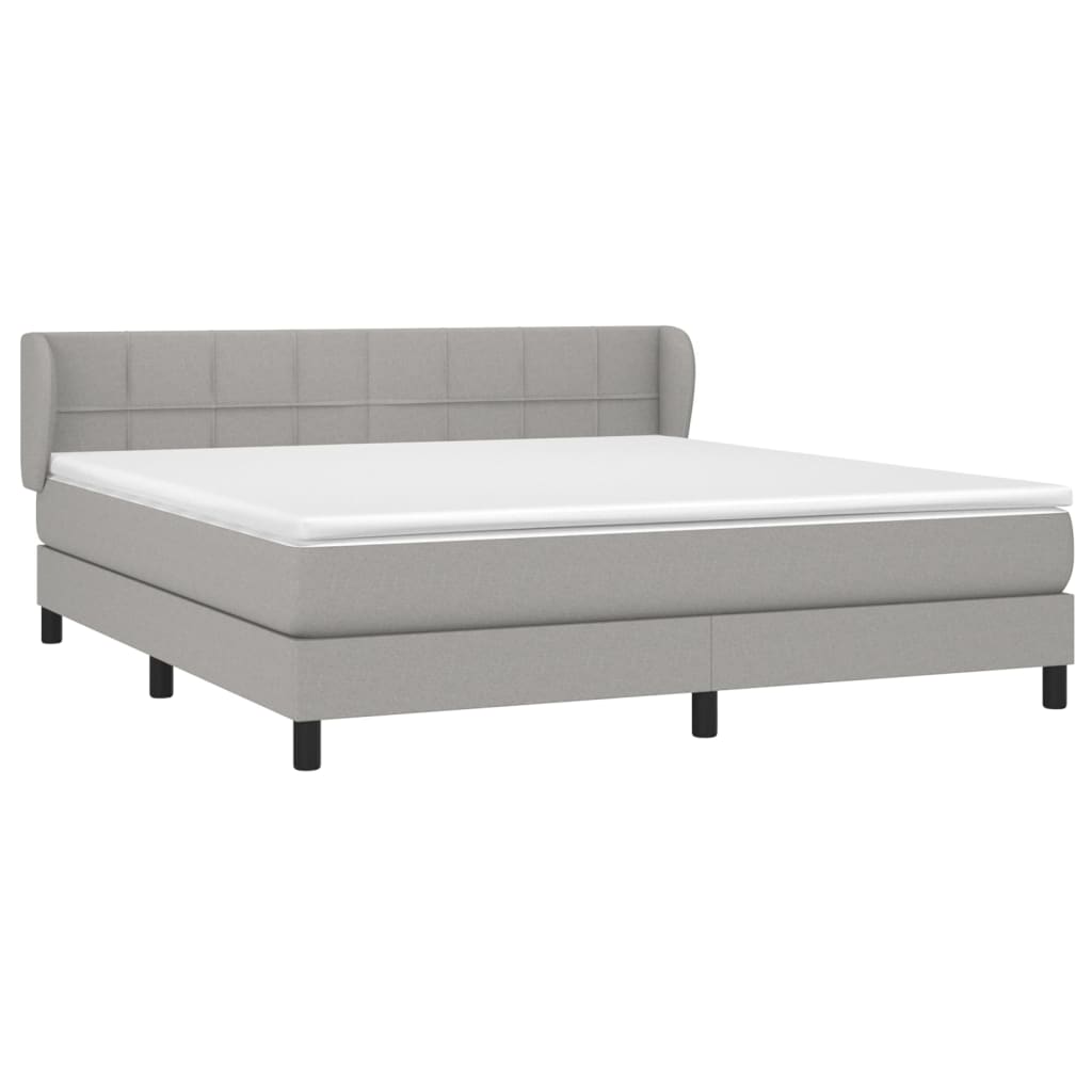 vidaXL Κρεβάτι Boxspring με Στρώμα Ανοιχτό Γκρι 180x200 εκ. Υφασμάτινο