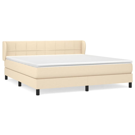 vidaXL Κρεβάτι Boxspring με Στρώμα Κρεμ 180x200 εκ. Υφασμάτινο