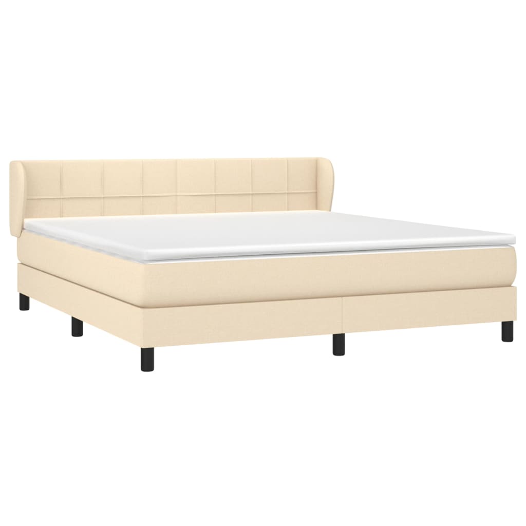 vidaXL Κρεβάτι Boxspring με Στρώμα Κρεμ 180x200 εκ. Υφασμάτινο