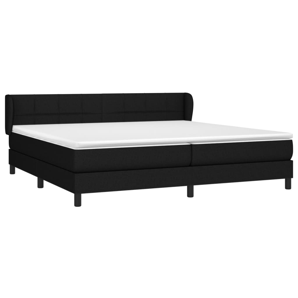 vidaXL Κρεβάτι Boxspring με Στρώμα Μαύρο 200x200 εκ. Υφασμάτινο