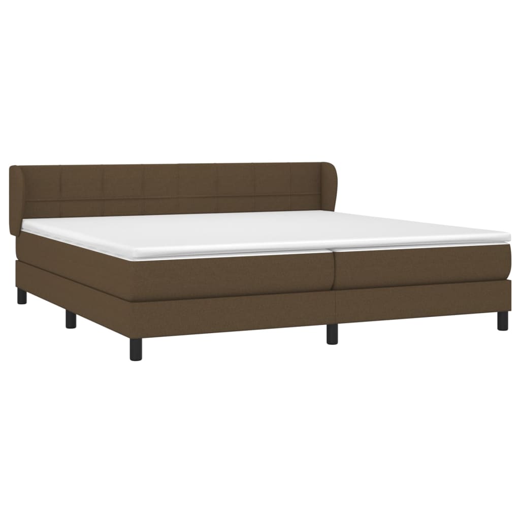 vidaXL Κρεβάτι Boxspring με Στρώμα Σκούρο Καφέ 200x200 εκ. Υφασμάτινο