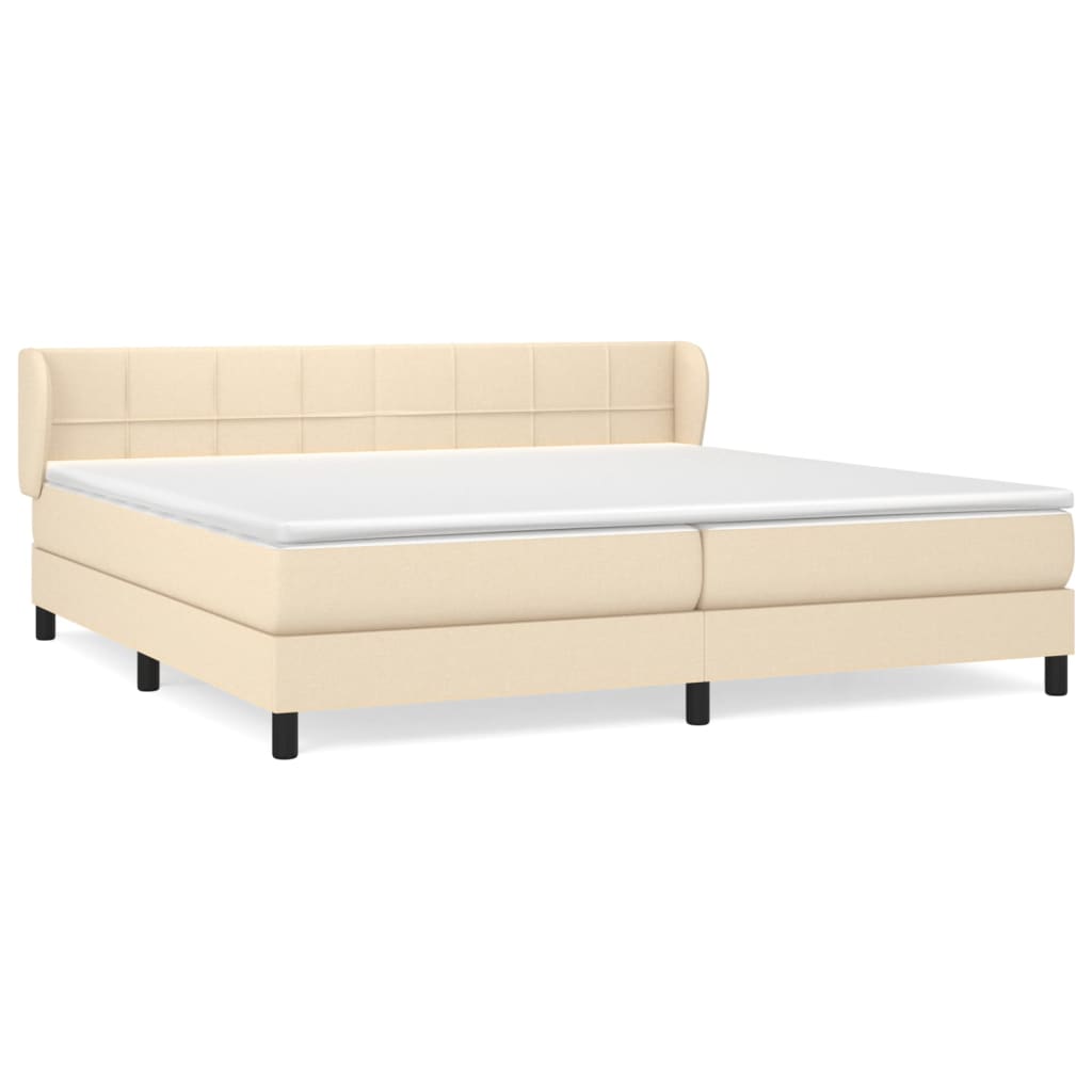 vidaXL Κρεβάτι Boxspring με Στρώμα Κρεμ 200x200 εκ. Υφασμάτινο