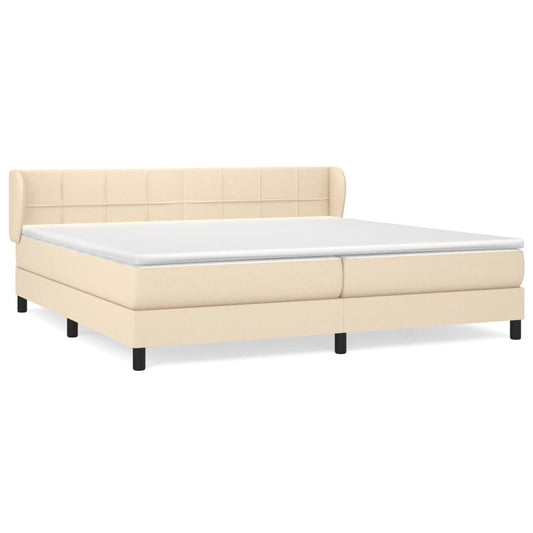 vidaXL Κρεβάτι Boxspring με Στρώμα Κρεμ 200x200 εκ. Υφασμάτινο