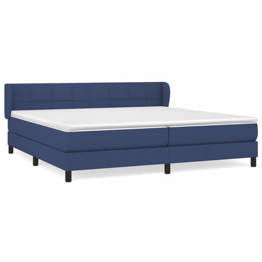 vidaXL Κρεβάτι Boxspring με Στρώμα Μπλε 200x200 εκ. Υφασμάτινο