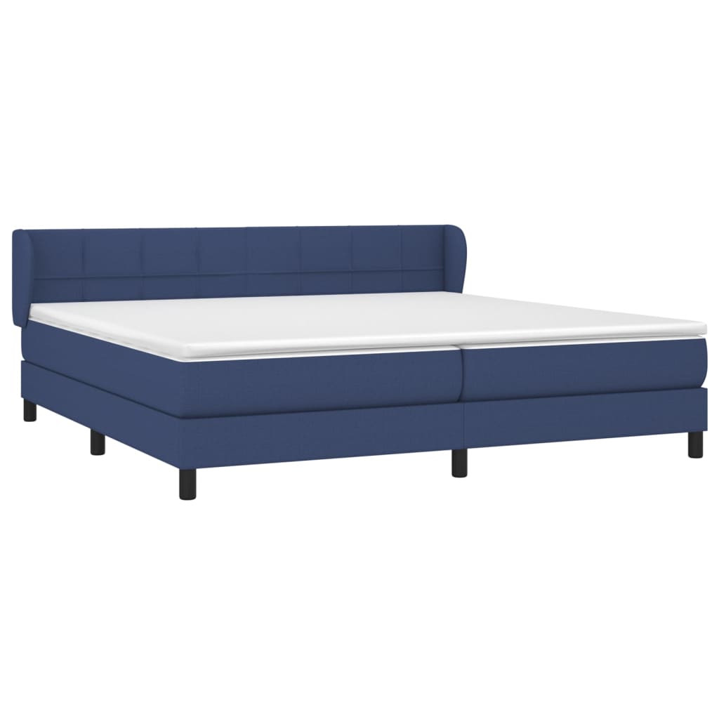 vidaXL Κρεβάτι Boxspring με Στρώμα Μπλε 200x200 εκ. Υφασμάτινο