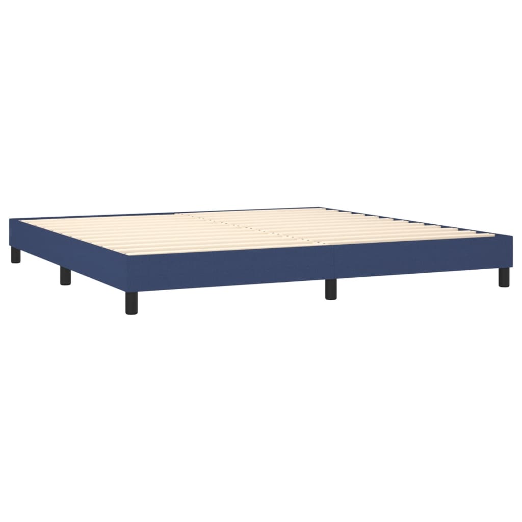 vidaXL Κρεβάτι Boxspring με Στρώμα Μπλε 200x200 εκ. Υφασμάτινο