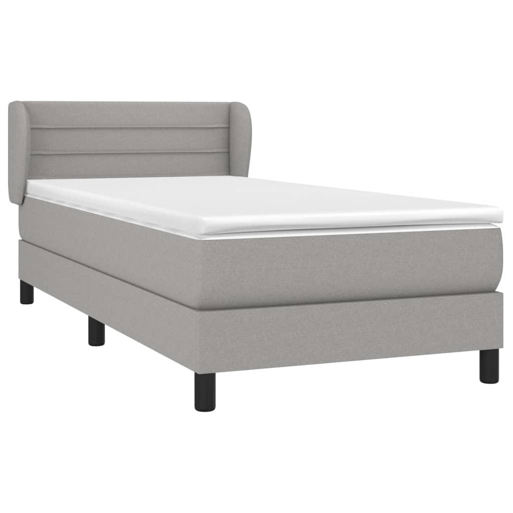 vidaXL Κρεβάτι Boxspring με Στρώμα Ανοιχτό Γκρι 80x200 εκ. Υφασμάτινο
