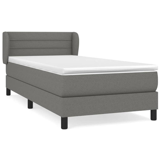 vidaXL Κρεβάτι Boxspring με Στρώμα Σκούρο Γκρι 90x190 εκ. Υφασμάτινο