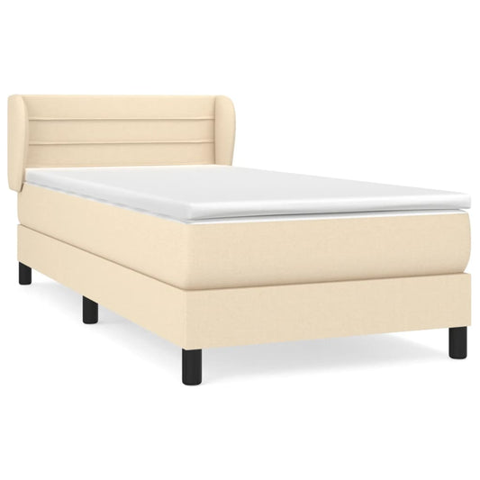 vidaXL Κρεβάτι Boxspring με Στρώμα Κρεμ 90x190 εκ.Υφασμάτινο