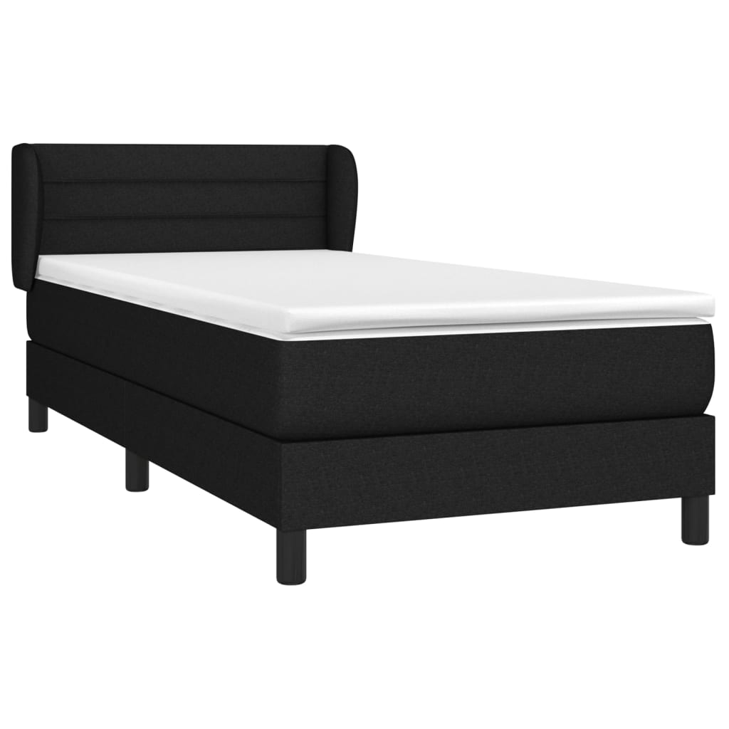 vidaXL Κρεβάτι Boxspring με Στρώμα Μαύρο 90x200 εκ. Υφασμάτινο