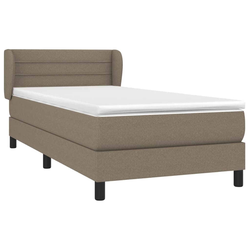 vidaXL Κρεβάτι Boxspring με Στρώμα Taupe 90x200 εκ. Υφασμάτινο