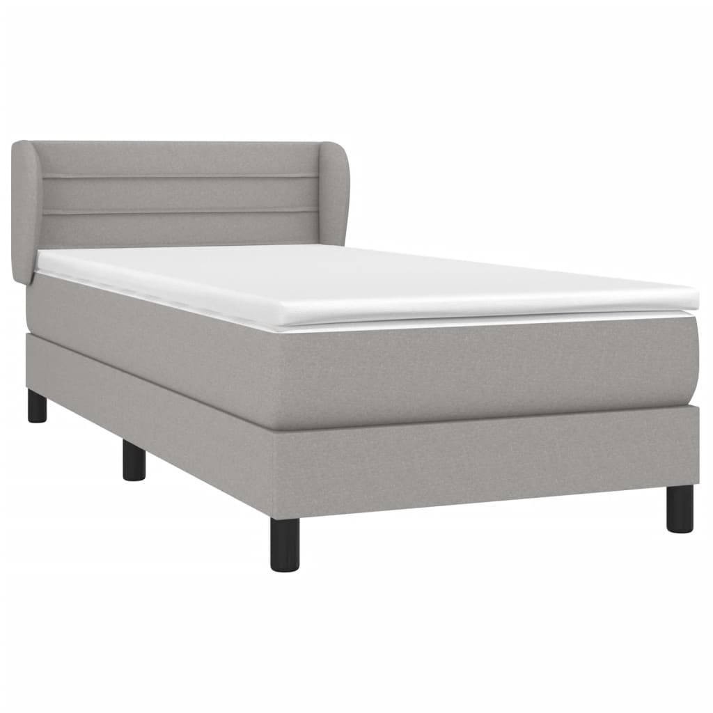 vidaXL Κρεβάτι Boxspring με Στρώμα Ανοιχτό Γκρι 100x200 εκ. Υφασμάτινο