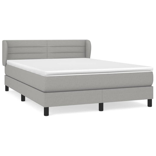 vidaXL Κρεβάτι Boxspring με Στρώμα Ανοιχτό Γκρι 140x190 εκ. Υφασμάτινο