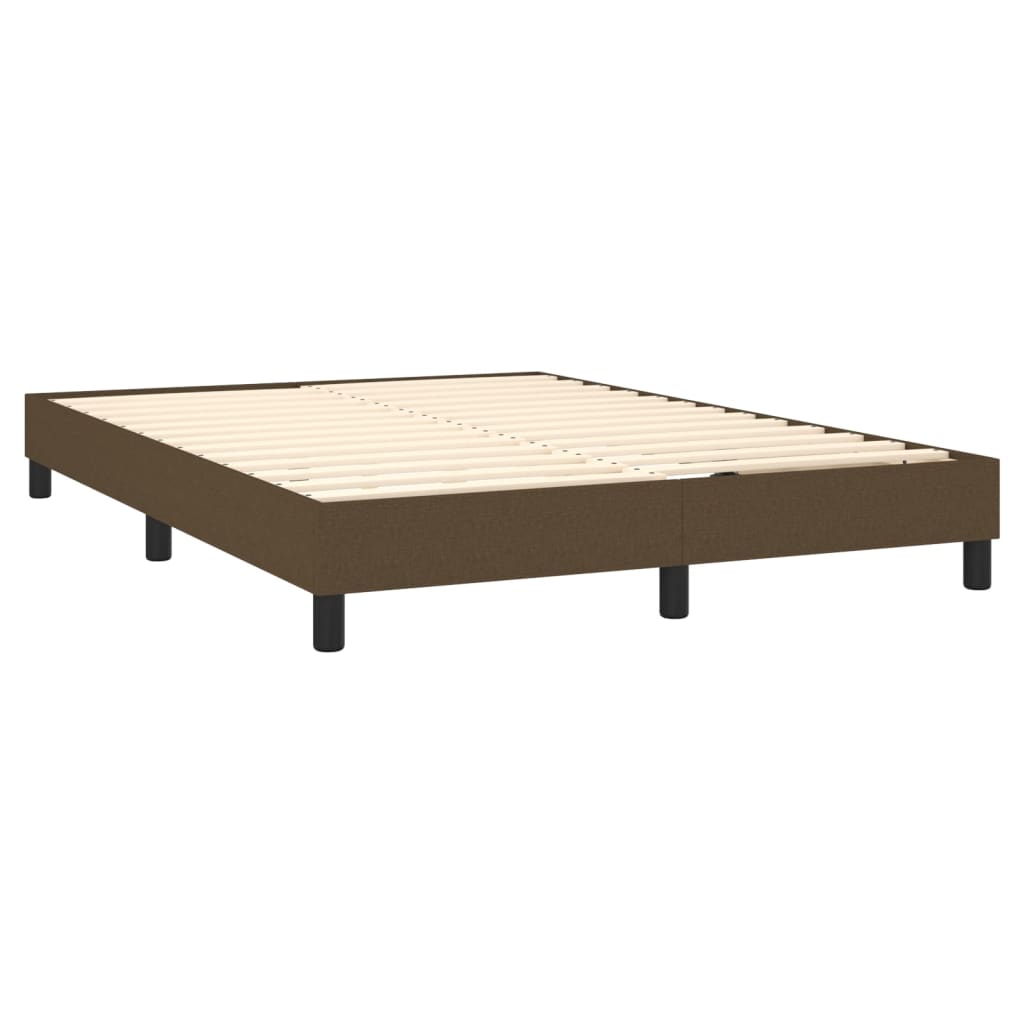 vidaXL Κρεβάτι Boxspring με Στρώμα Σκούρο Καφέ 140x190 εκ. Υφασμάτινο