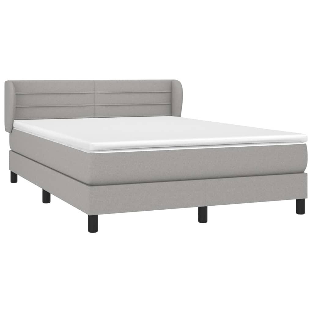 vidaXL Κρεβάτι Boxspring με Στρώμα Ανοιχτό Γκρι 140x200 εκ. Υφασμάτινο