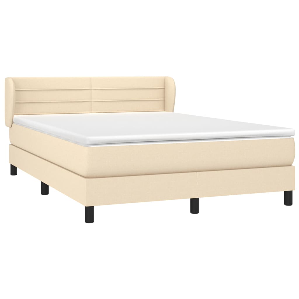 vidaXL Κρεβάτι Boxspring με Στρώμα Κρεμ 140x200 εκ. Υφασμάτινο