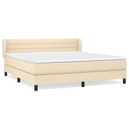 vidaXL Κρεβάτι Boxspring με Στρώμα Κρεμ 160x200 εκ. Υφασμάτινο
