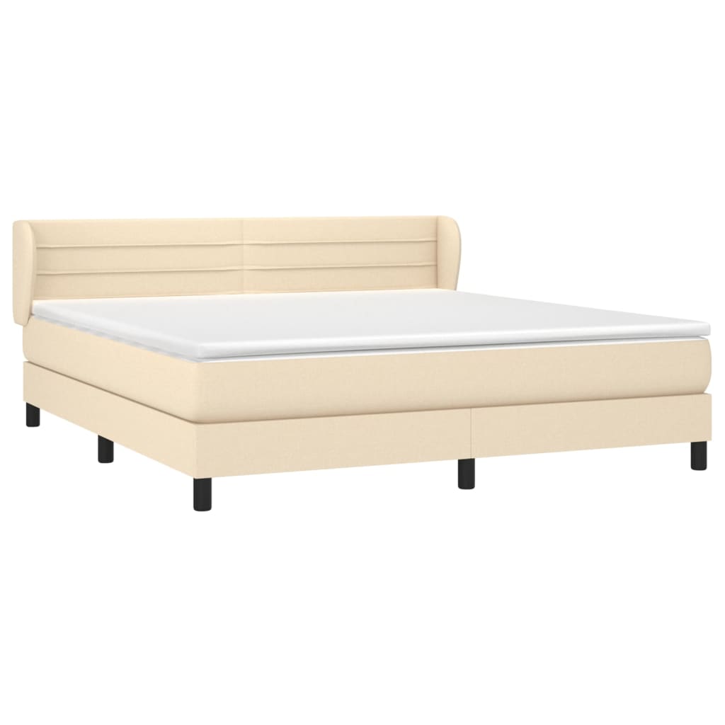 vidaXL Κρεβάτι Boxspring με Στρώμα Κρεμ 160x200 εκ. Υφασμάτινο