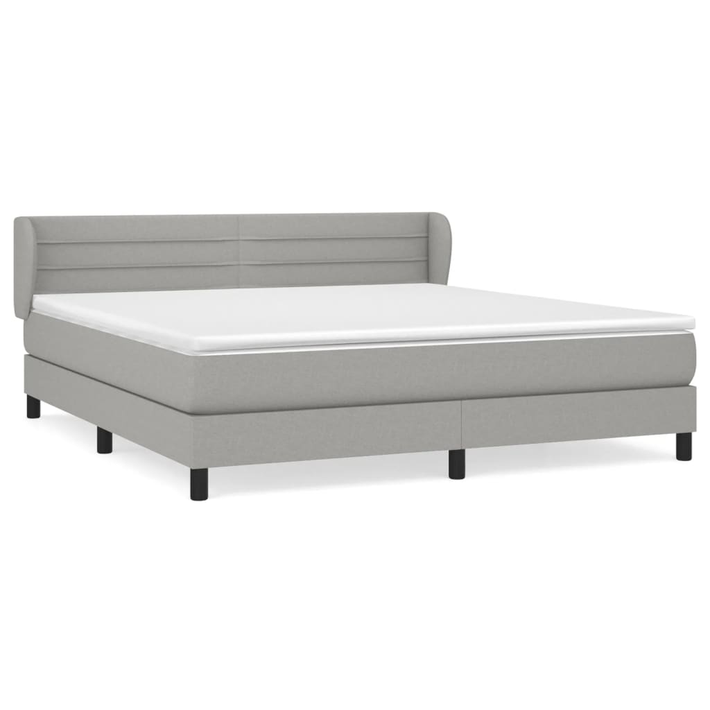 vidaXL Κρεβάτι Boxspring με Στρώμα Ανοιχτό Γκρι 180x200 εκ. Υφασμάτινο