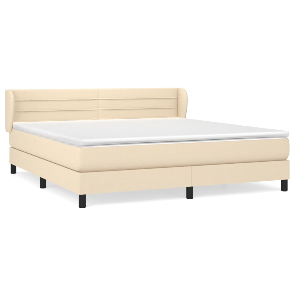 vidaXL Κρεβάτι Boxspring με Στρώμα Κρεμ 180x200 εκ. Υφασμάτινο