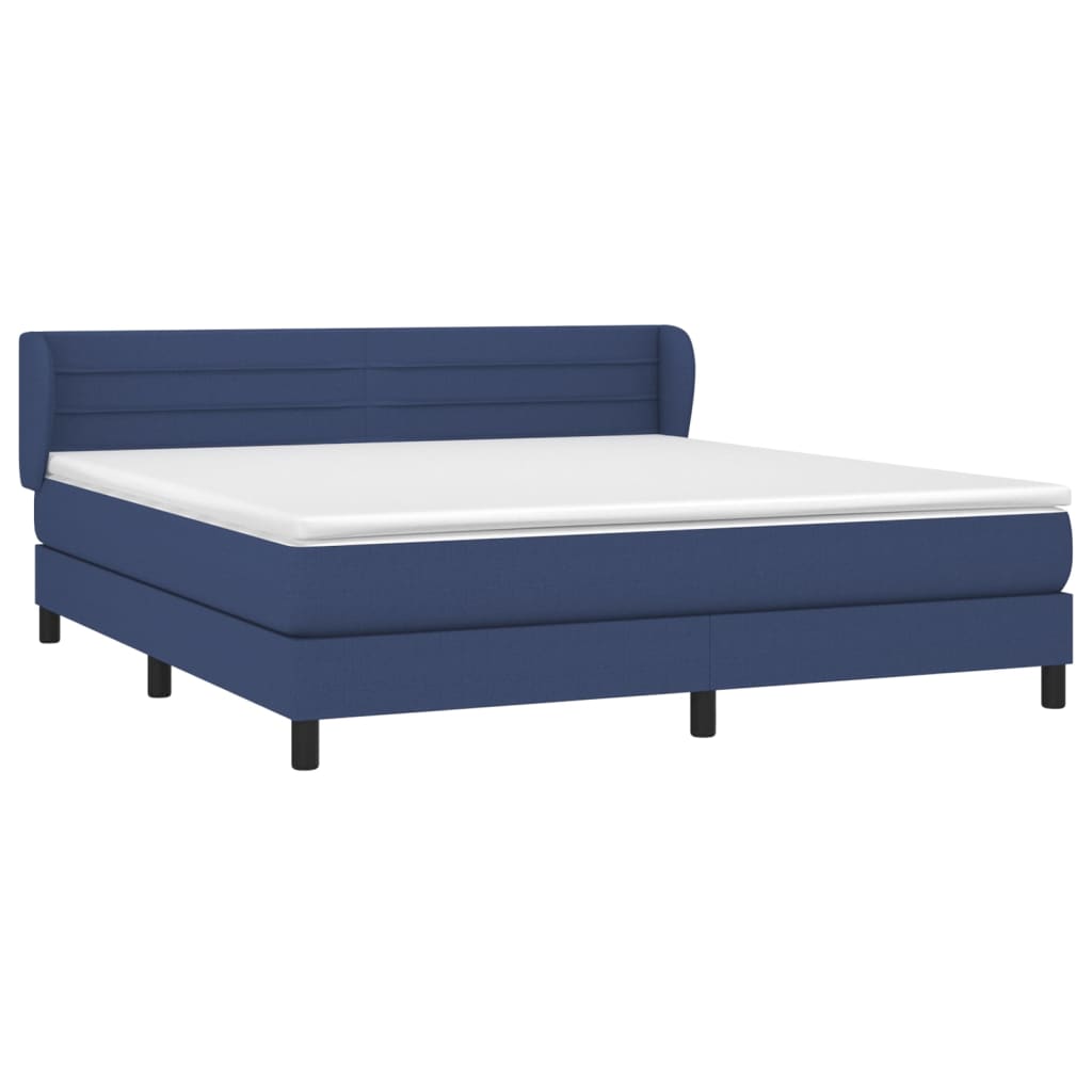 vidaXL Κρεβάτι Boxspring με Στρώμα Μπλε 180x200 εκ. Υφασμάτινο
