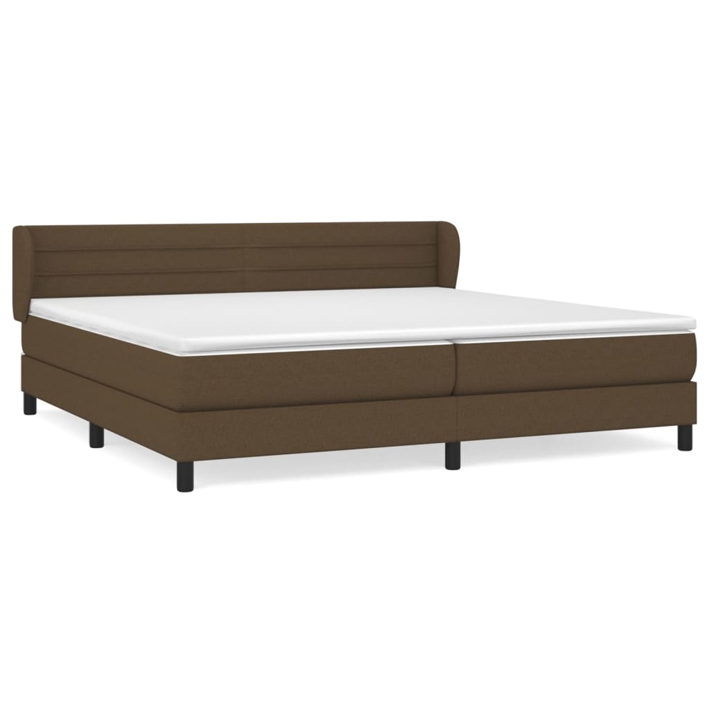 vidaXL Κρεβάτι Boxspring με Στρώμα Σκούρο Καφέ 200x200 εκ. Υφασμάτινο