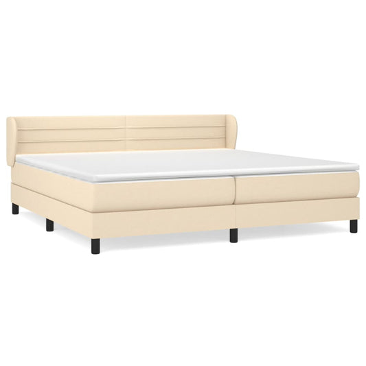 vidaXL Κρεβάτι Boxspring με Στρώμα Κρεμ 200x200 εκ. Υφασμάτινο