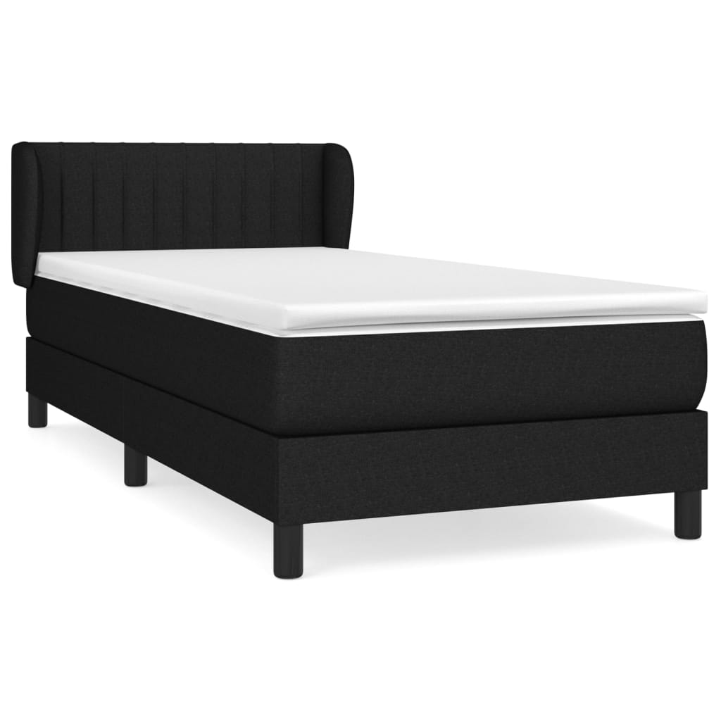 vidaXL Κρεβάτι Boxspring με Στρώμα Μαύρο 90x190 εκ.Υφασμάτινο