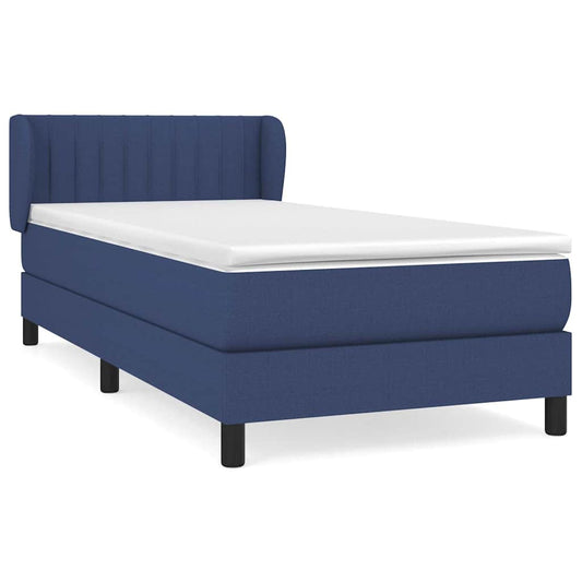 vidaXL Κρεβάτι Boxspring με Στρώμα Μπλε 90x190 εκ.Υφασμάτινο