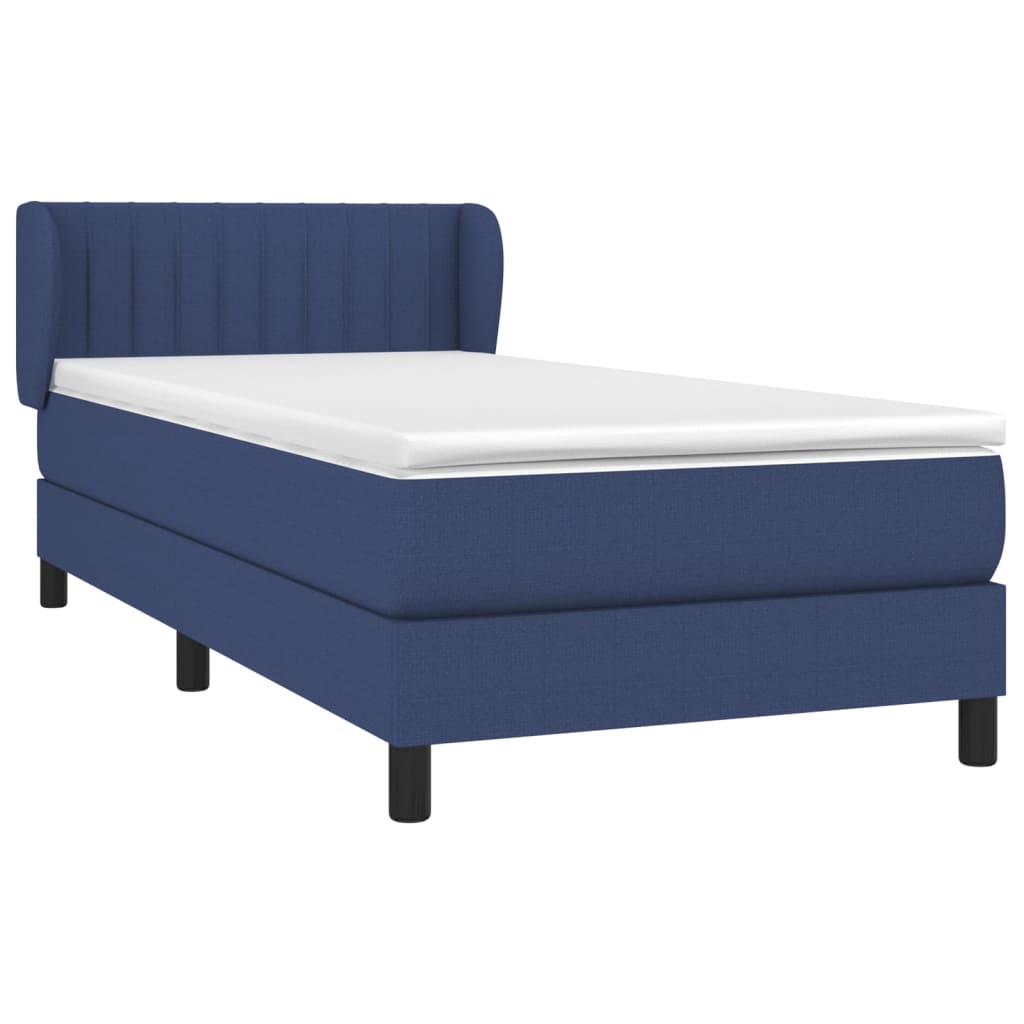 vidaXL Κρεβάτι Boxspring με Στρώμα Μπλε 90x190 εκ.Υφασμάτινο