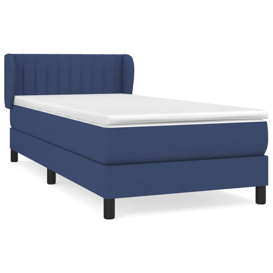 vidaXL Κρεβάτι Boxspring με Στρώμα Μπλε 90x200 εκ.Υφασμάτινο