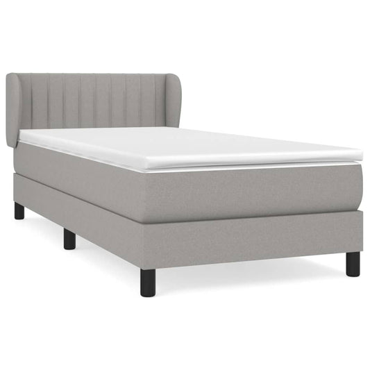 vidaXL Κρεβάτι Boxspring με Στρώμα Ανοιχτό Γκρι 100x200 εκ. Υφασμάτινο