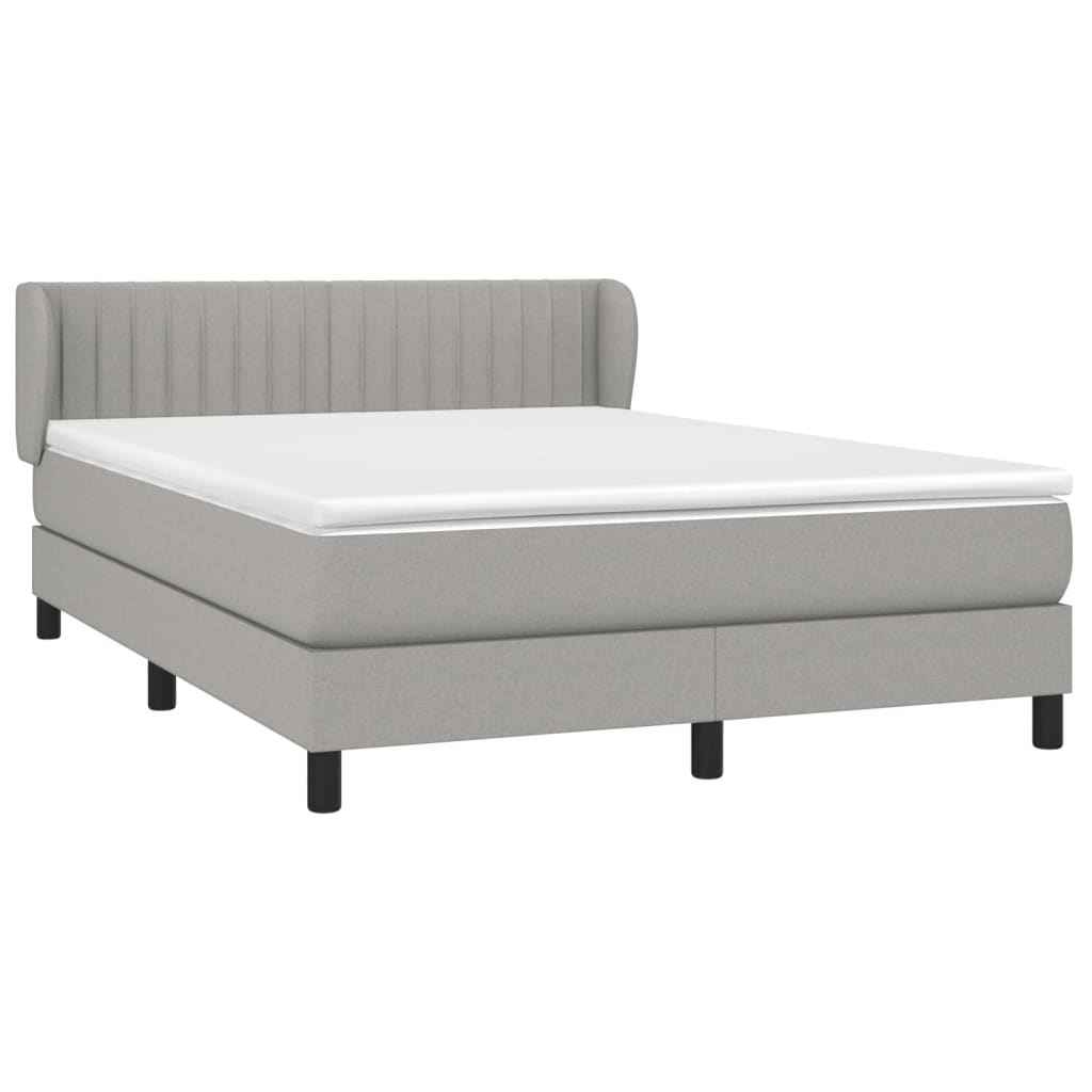 vidaXL Κρεβάτι Boxspring με Στρώμα Ανοιχτό Γκρι 140x190 εκ. Υφασμάτινο
