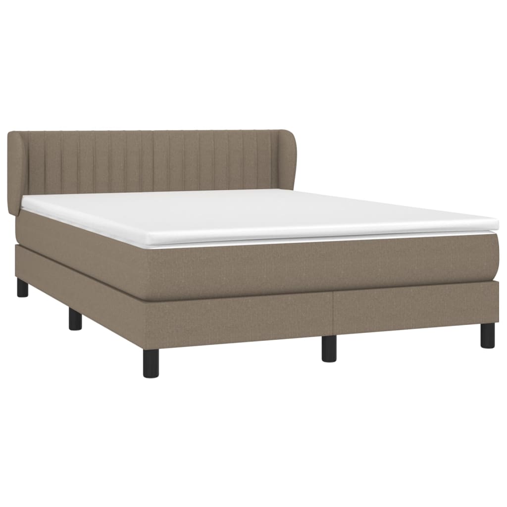 vidaXL Κρεβάτι Boxspring με Στρώμα Taupe 140x190 εκ. Υφασμάτινο