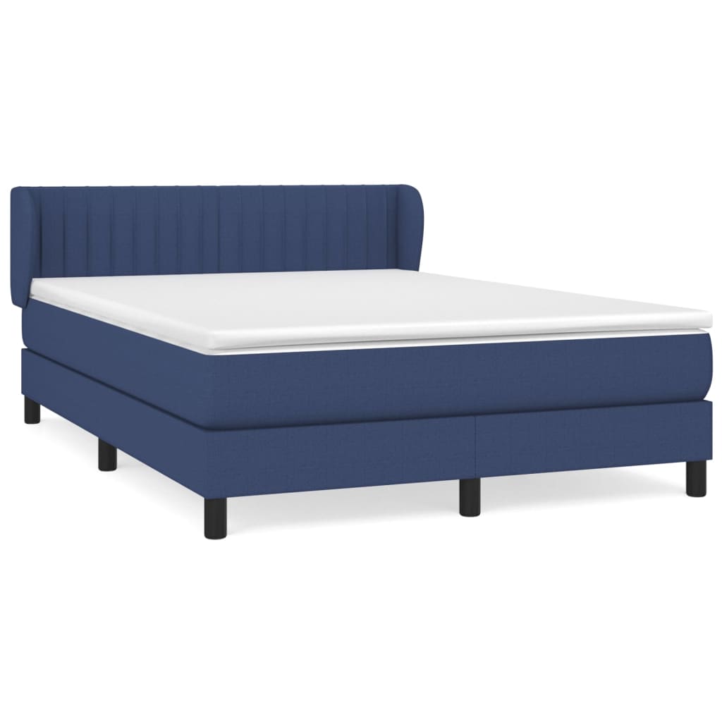 vidaXL Κρεβάτι Boxspring με Στρώμα Μπλε 140x200 εκ. Υφασμάτινο
