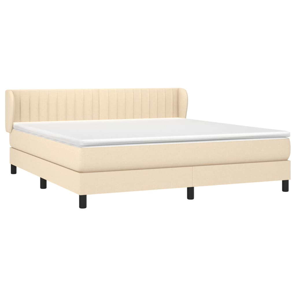 vidaXL Κρεβάτι Boxspring με Στρώμα Κρεμ 160x200 εκ. Υφασμάτινο