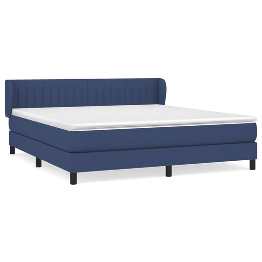 vidaXL Κρεβάτι Boxspring με Στρώμα Μπλε 160x200 εκ. Υφασμάτινο