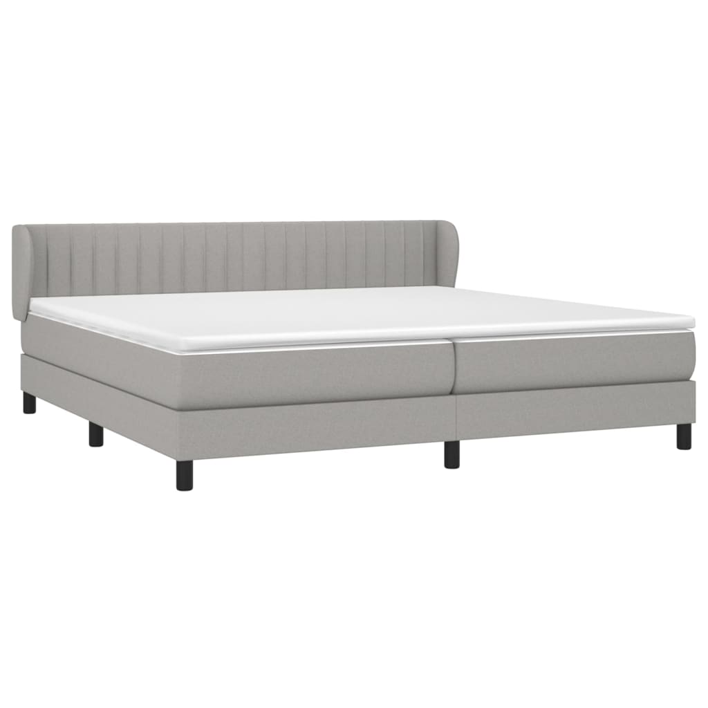 vidaXL Κρεβάτι Boxspring με Στρώμα Ανοιχτό Γκρι 200x200 εκ. Υφασμάτινο