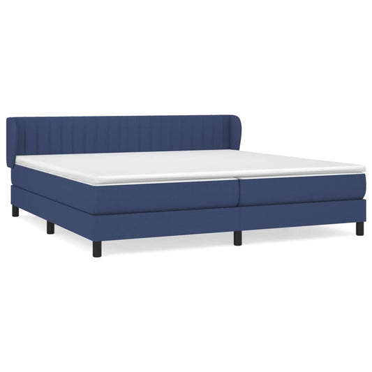 vidaXL Κρεβάτι Boxspring με Στρώμα Μπλε 200x200 εκ. Υφασμάτινο