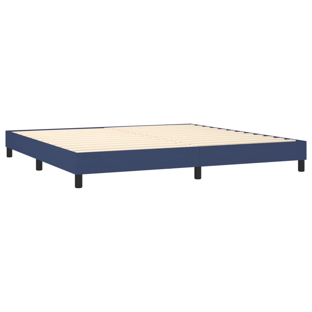 vidaXL Κρεβάτι Boxspring με Στρώμα Μπλε 200x200 εκ. Υφασμάτινο